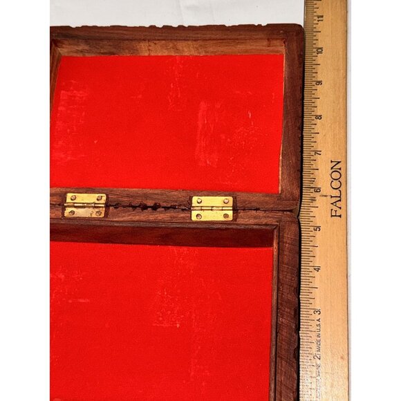 vintage hand carved hinged velvet lined Handcrafted Wooden Tree Life Jewelry Box - Picture 13 of 14